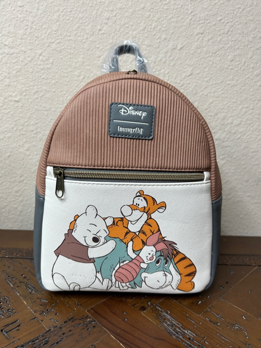 Loungefly Mauve White Gray Winnie the Pooh Character Mini Backpack